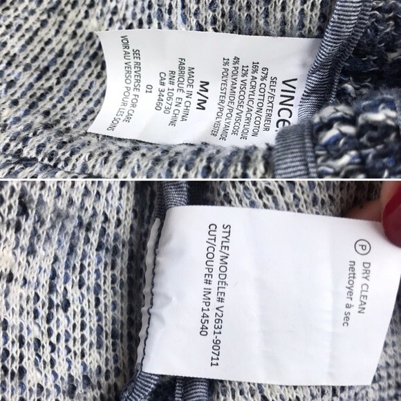 Vince Draped Open Front Cascade Tweed Jacket Marled Blazer Cardigan M Gray - Picture 8 of 8